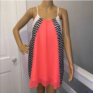 Double Zero coral chevron dress size small
